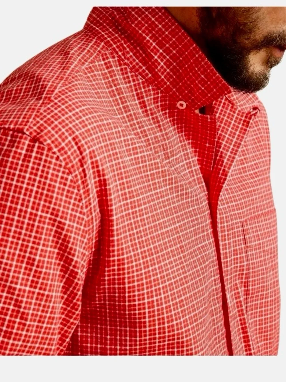 Banana Republic Relaxed Fit Organic Cotton Check Shirt in Red/White Mens XXL